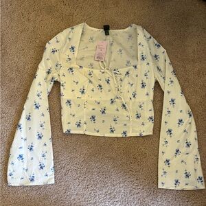 Floral Long Sleeve Crop Top